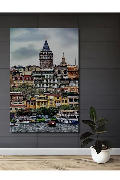Teona Ahşap Turnul Galata din Istanbul, vedere la casa dreptunghiulara din lemn decorativ MDF, pictura pe perete la locul de munca