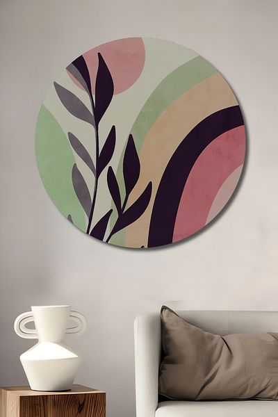 Teona Ahşap Frunze geometrice minimaliste decorative din lemn MDF rotund pentru pictura de perete acasa, loc de munca