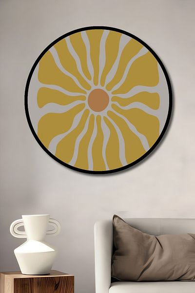 Teona Ahşap Motiv solar abstract decorativ din lemn MDF rotund pentru pictură murală acasă, la locul de muncă
