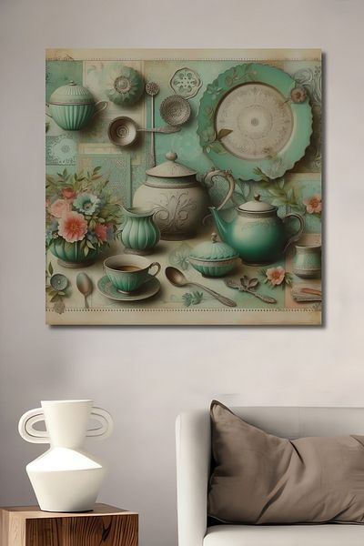 Teona Ahşap Decorativ Nostalgic Tea Time Lemn MDF Dreptunghi Acasă, Locul de Muncă Pictură Perete