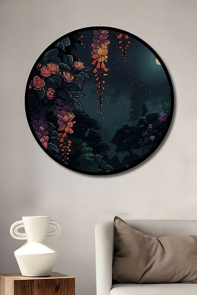 Teona Ahşap Noapte Magicală Flori Decorative Lemn MDF Rotund Acasă, Locul de Muncă Pictură Perete