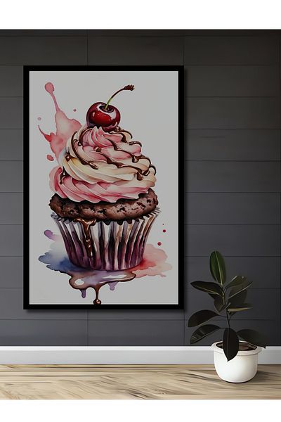 Teona Ahşap Delicious Cherry Cupcake Decorativ Lemn MDF Dreptunghi Acasă, Locul de Muncă Pictură Perete
