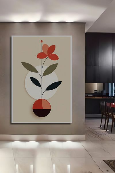 Teona Ahşap Motiv floral modern, decorativ minimalist, din lemn MDF, dreptunghiular, pictură pe perete pentru locuință, loc de muncă