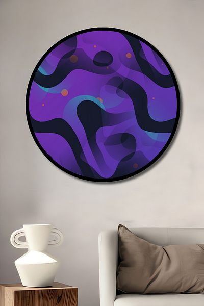 Teona Ahşap Abstract Wave Movement Lemn MDF Rotund Decorativ Acasă, Locul de Muncă Pictură Murală