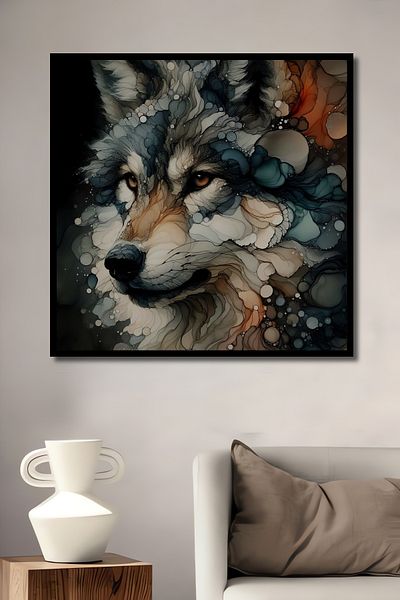 Teona Ahşap Abstract Wolf Art Decorativ Lemn MDF Dreptunghi Acasă, Locul de Muncă Pictură Perete