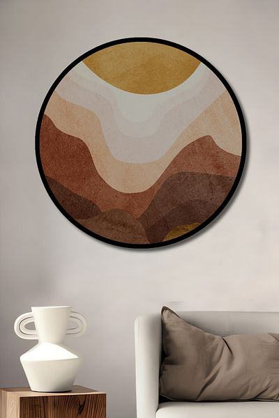 Teona Ahşap Minimalist Soare și Munți Decorativ Lemn MDF Rotund Casa, Locul de Muncă Pictură Perete