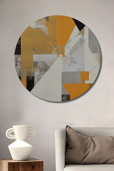 Teona Ahşap Modern Geometric Touches Lemn MDF Rotund Decorativ Acasă, Locul de Muncă Pictură Perete