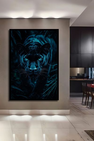 Teona Ahşap Blue Night Panther Decorativ Lemn MDF Dreptunghi Acasă, Locul de Muncă Pictură Perete