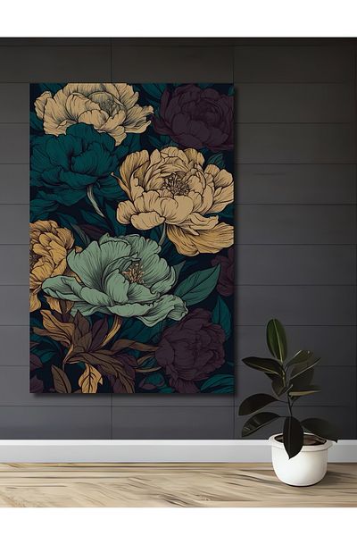 Teona Ahşap Model de flori rafinat din lemn decorativ MDF dreptunghiular pentru pictura de perete acasa, loc de munca