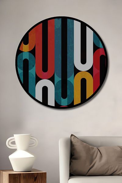 Teona Ahşap Model geometric colorat retro, lemn decorativ MDF, pictură rotundă pentru casă, loc de muncă