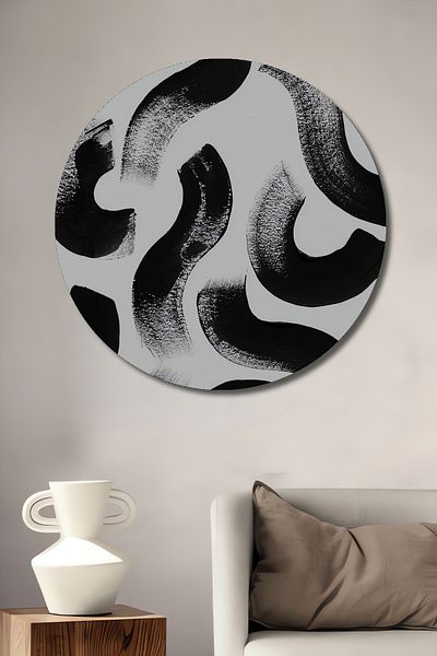 Teona Ahşap Abstract Brush Strokes Decorativ Lemn MDF Rotund Acasă, Locul de muncă Pictură murală