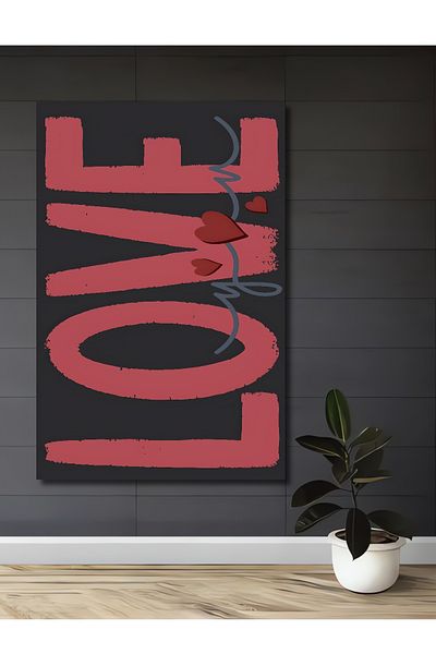 Teona Ahşap Casa dreptunghiulară din lemn MDF decorativă cu tematică Love and Heart, pictură murală la locul de muncă