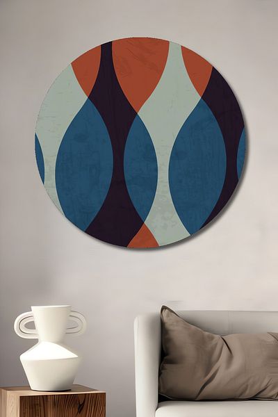 Teona Ahşap Model geometric retro decorativ din lemn MDF rotund pentru pictura de perete acasa, loc de munca