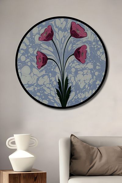 Teona Ahşap Model de lalele decorativ din lemn MDF rotund pentru pictura de perete acasa, loc de munca