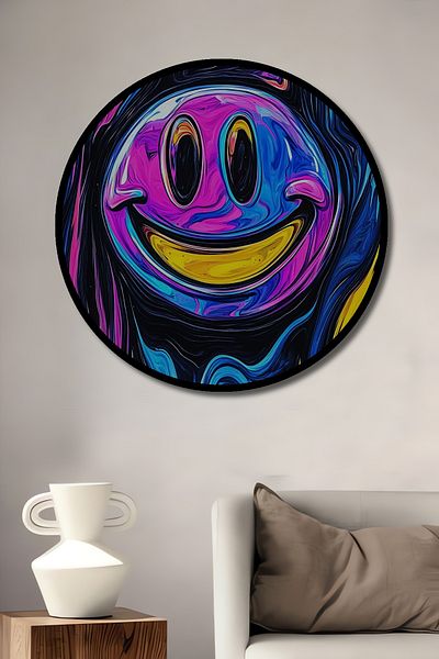 Teona Ahşap Zâmbet abstract colorat din lemn MDF rotund decorativ pentru acasă, pictură murală la locul de muncă