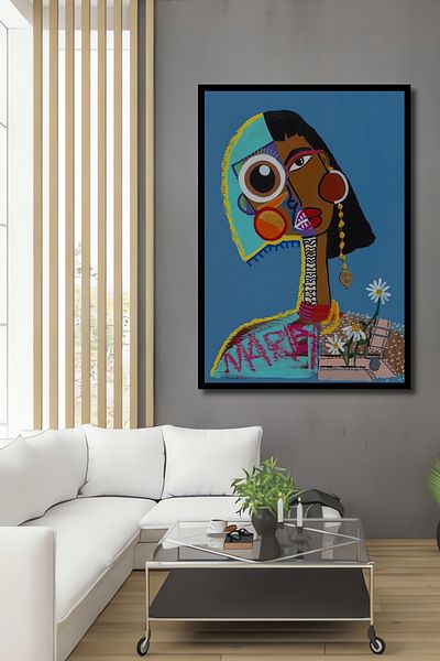 Teona Ahşap Portret abstract modern decorativ din lemn MDF dreptunghiular pentru pictură de perete acasă, la locul de muncă