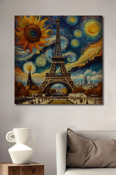 Teona Ahşap Noapte înstelată de vis Turnul Eiffel Decorativ din lemn MDF dreptunghiular Casa, locul de muncă Pictură murală