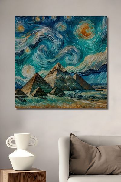 Teona Ahşap Van Gogh Piramidile Decorative Lemn MDF Dreptunghi Acasă, Locul de Muncă Pictură Perete