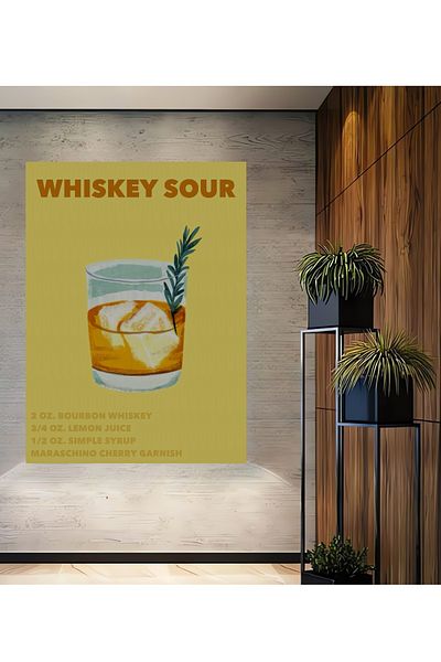 Teona Ahşap Whiskey Sour Retro Lemn MDF Dreptunghi Decorativ Acasă, Locul de Muncă Pictură Murală