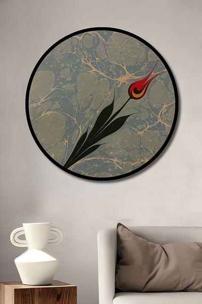 Teona Ahşap Lalea Model Lemn MDF Rotund Decorativ Acasă, Locul de Muncă Pictură Perete