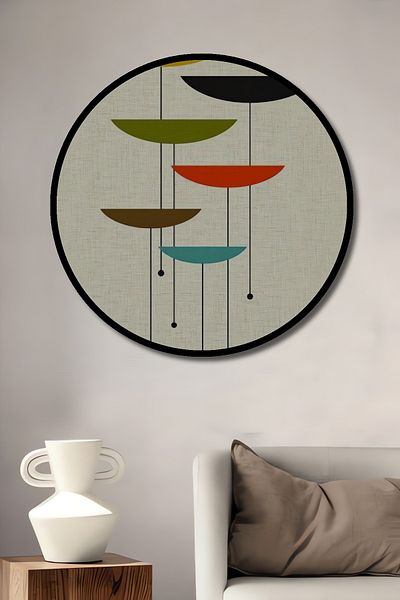 Teona Ahşap Design abstract modern, decorativ din lemn MDF, pictură rotundă pentru locuință, loc de muncă