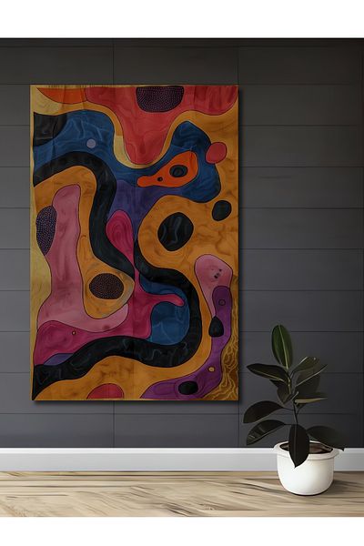 Teona Ahşap Unde colorate Abstract Decorativ Lemn MDF Dreptunghi Acasă, Locul de Muncă Pictură Perete