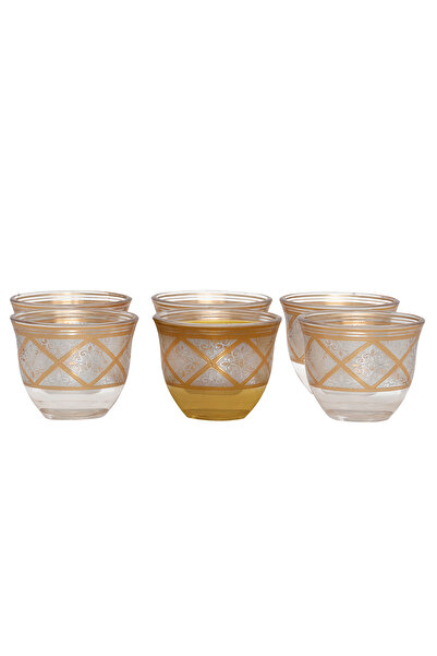 Alsaif Gallery Al Saif Gallery Max Arabic Coffee Cups Set, 90 ml, Gold and Si...