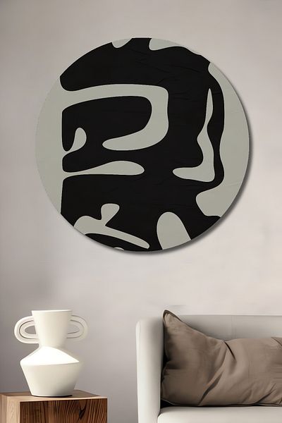 Teona Ahşap Artă abstractă Negru Alb Lemn MDF Rotund Decorativ Acasă, Locul de Muncă Pictură de perete