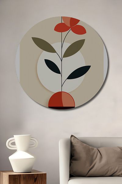 Teona Ahşap Ilustrație modernă de flori decorative din lemn MDF rotund pentru pictură de perete acasă, la locul de muncă