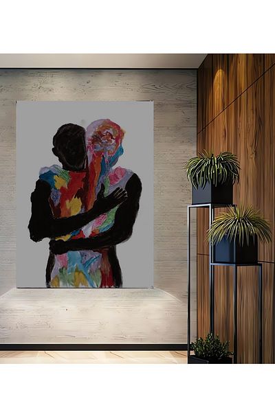 Teona Ahşap Colorat îmbrățișat abstract decorativ din lemn MDF dreptunghiular pentru pictură murală acasă, la locul de muncă