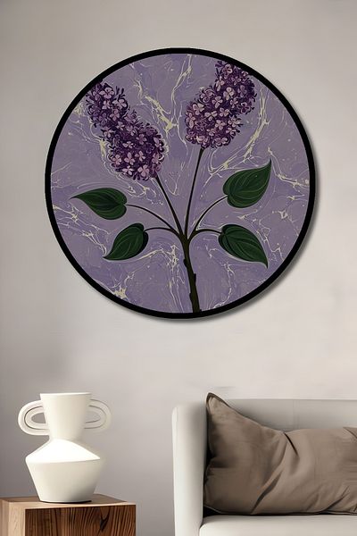 Teona Ahşap Violet Almond Floral Decorativ Lemn MDF Rotund Acasă, Locul de Muncă Pictură Perete