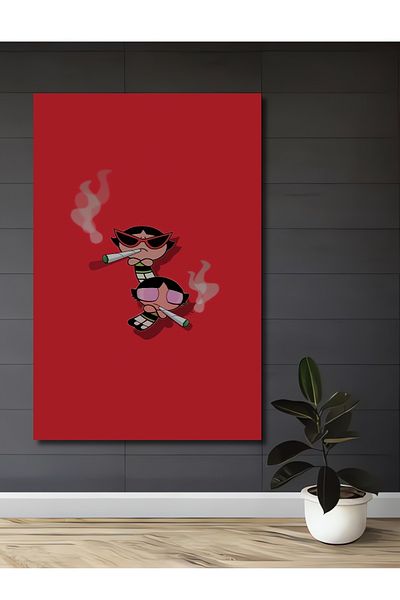 Teona Ahşap Powerpuff Girls Style Scenă Decorativă Lemn MDF Dreptunghi Casă, Locul de Muncă Pictură Perete
