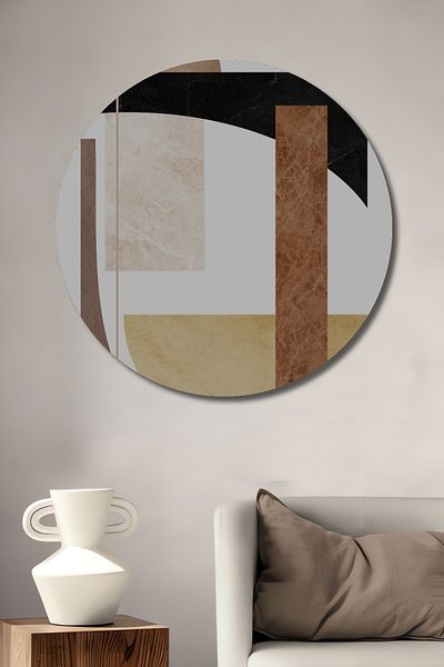 Teona Ahşap Model geometric modern, decorativ din lemn MDF, pictură rotundă pentru casă, loc de muncă