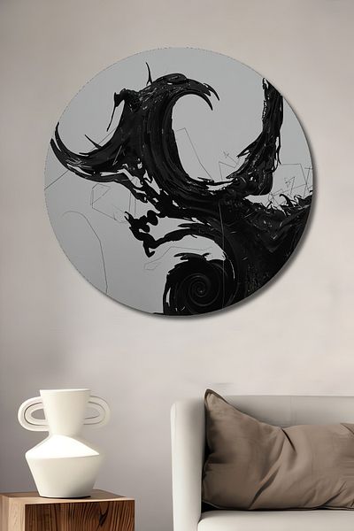 Teona Ahşap Spirală neagră Artă abstractă Lemn MDF Rotund Decorativ Acasă, Locul de muncă Pictură murală