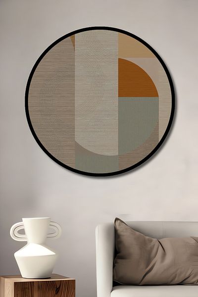 Teona Ahşap Model geometric retro decorativ din lemn MDF rotund pentru pictura de perete acasa, loc de munca
