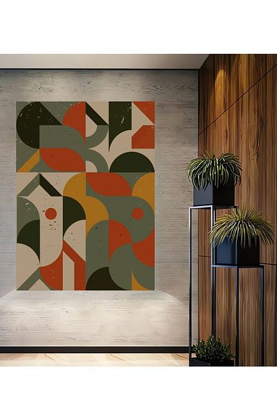 Teona Ahşap Colorat Geometric Abstract Decorativ Lemn MDF Dreptunghi Acasă, Locul de Muncă Pictură Perete