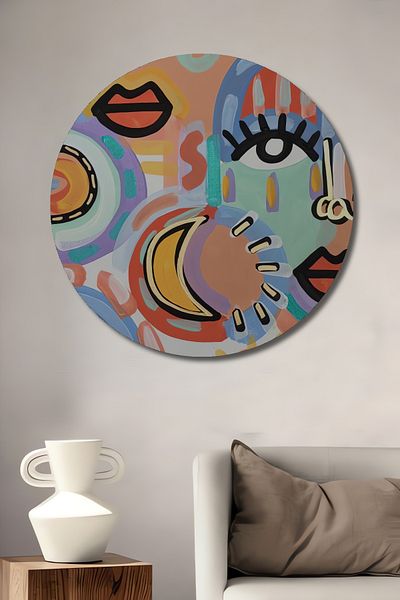 Teona Ahşap Fățe abstracte decorative din lemn MDF rotund pentru pictură murală acasă, la locul de muncă