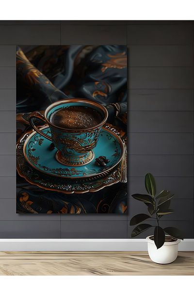 Teona Ahşap Cafea turcească cu model decorativ din lemn MDF dreptunghiular pentru pictură de perete acasă, la locul de muncă