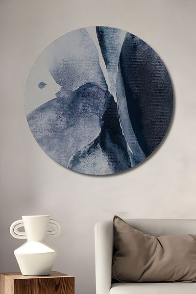 Teona Ahşap Abstracți Onduri Albastre Decorative Lemn MDF Rotund Acasă, Locul de Muncă Pictură Perete