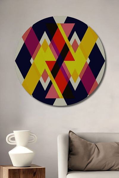 Teona Ahşap Model geometric colorat din lemn MDF rotund decorativ pentru casa, locul de munca pictura pe perete