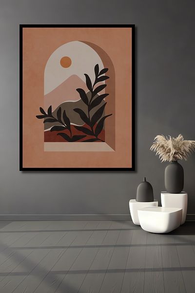 Teona Ahşap Peisaj abstract Soare și verdeață Lemn MDF dreptunghiular decorativ pentru casă, loc de muncă pictură murală