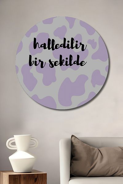 Teona Ahşap Pictură decorativă din lemn MDF rotundă pentru casă, loc de muncă