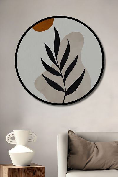 Teona Ahşap Motiv minimalist de plante din lemn MDF rotund decorativ pentru casa, locul de munca pictura pe perete