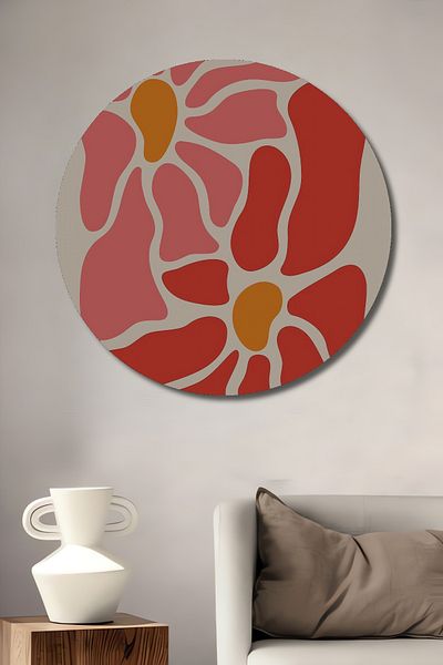 Teona Ahşap Model de flori moderne din lemn MDF rotund decorativ pentru casa, locul de munca pictura pe perete