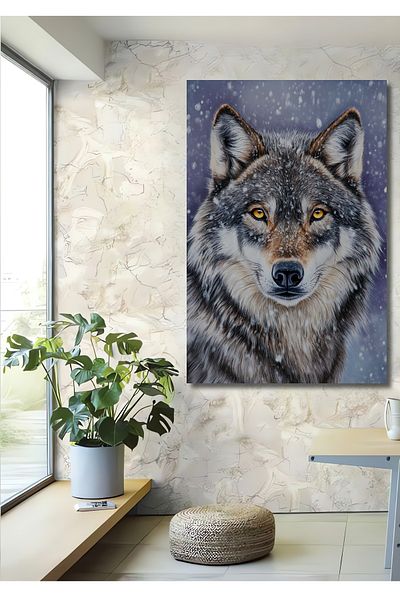 Teona Ahşap Portret Mysterious Wolf Decorativ Lemn MDF Dreptunghi Acasă, Locul de Muncă Pictură Perete