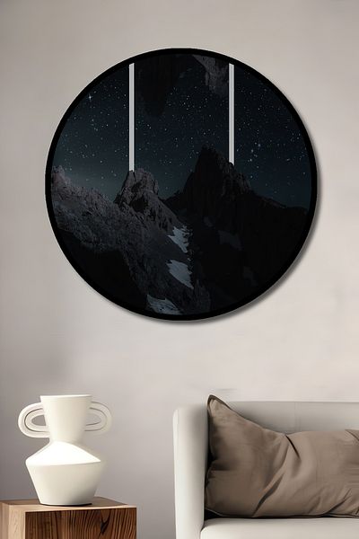 Teona Ahşap Geometrie infinită între munți Decorativ din lemn MDF rotund pentru casă, loc de muncă pictură murală
