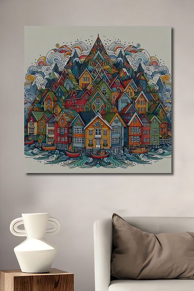 Teona Ahşap Case nordice colorate Casa dreptunghiulara din lemn decorativ MDF, pictura pe perete la locul de munca
