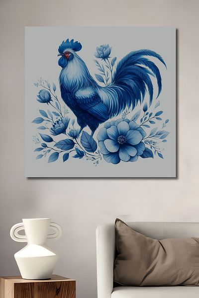Teona Ahşap Roșu albastru cu model de flori din lemn MDF dreptunghiular decorativ pentru casă, loc de muncă pictură murală
