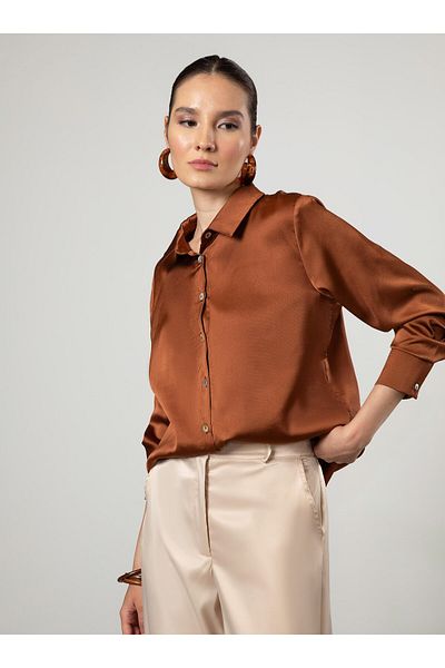 Refka Σατέν παντελόνι Vanilla Loose Cut - Refka