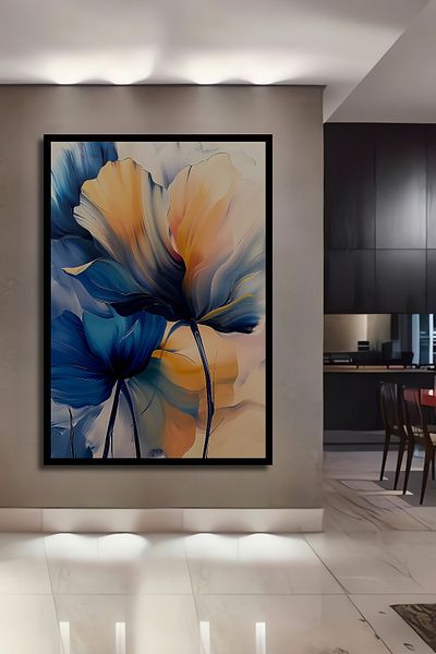 Teona Ahşap Model de flori de vis decorativ din lemn MDF dreptunghiular pentru pictura de perete acasa, la locul de munca
